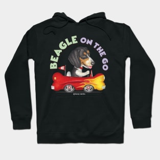 fun loving dog tri colored  Beagle dog vintage Driving  Car fur baby Hoodie